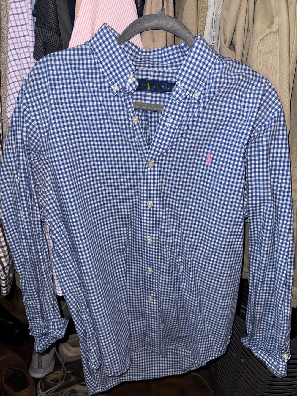Ralph Lauren Blue & White Gingham Button-Down Shirt
